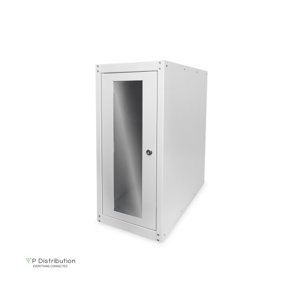 Digitus Computer case with castors, 698.5x300x600 mm inner dim. 583x246x600 mm, glass door, RAL 7035