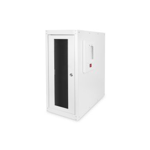 Digitus Computer case with levelling feet, 670x300x600 mm inner dim. 581x292x550mm, glass door, fan, RAL7035