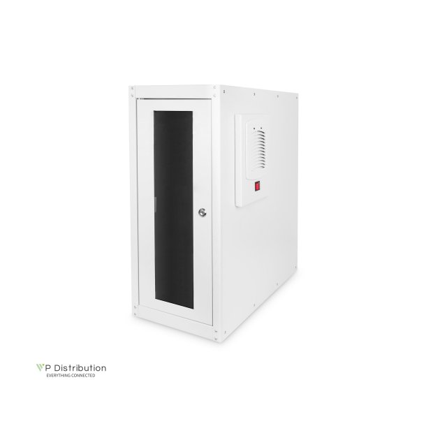 Digitus Computer case with levelling feet, 670x300x600 mm inner dim. 581x292x550mm, glass door, fan, RAL7035