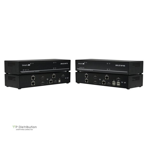 SmartAVI2 HDMI, USB 2.0, Audio via Dual Fiber Extender. Includes: [DFX-XT-2P-TX-S, DFX-XT-2P-RX-S, 2 X (PS5VD3A)]