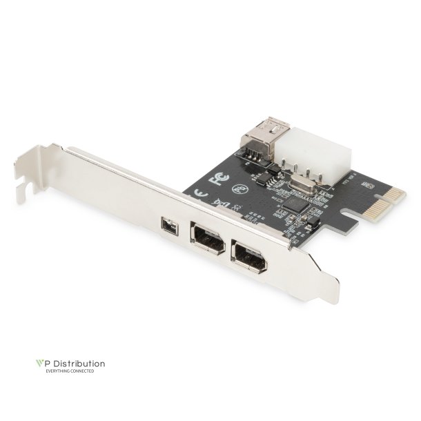 Digitus IEEE 1394a Interface Card, PCIexpress, 4 Port 1x ext. 1394mini, 2x ext./1x int. 1394a Ports