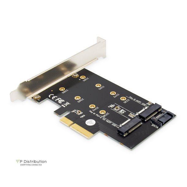 Digitus M.2 NGFF/NVMe SSD PCIexpress Add-On card supports B, M and B+M Key, size 80,60,42 and 30mm