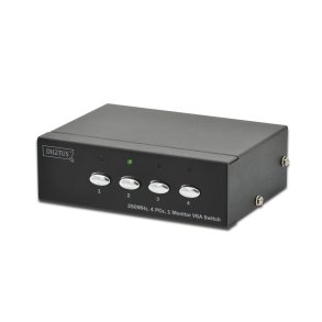 Digitus VGA Switch, 4 inputs, 1 output 250MHz, incl. power supply DC9V, 300mA, Max. 1080p