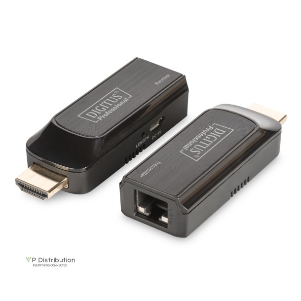 Digitus Mini HDMI Extender Set, Full HD, 1080p 50m, CAT 6/6A/7, powered via Micro USB cable, bk
