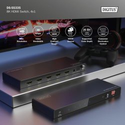 4x1 HDMI Switch, 8K/60Hz (4:4:4), Toslink, Stereo, EDID Control