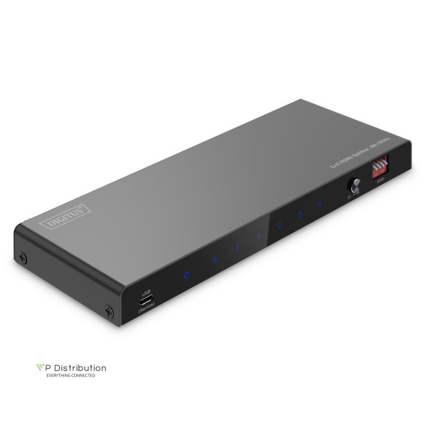 Digitus 1x4 HDMI Splitter, 8K/60Hz (4:4:4), Toslink, Stereo, EDID Control
