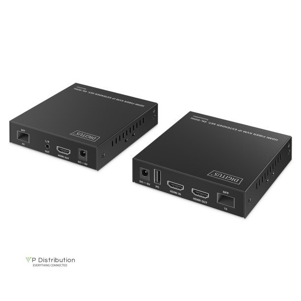 HDMI Fiber KVM Extender Set 4K/60Hz, 40 km/300 m, IP 1G, Black