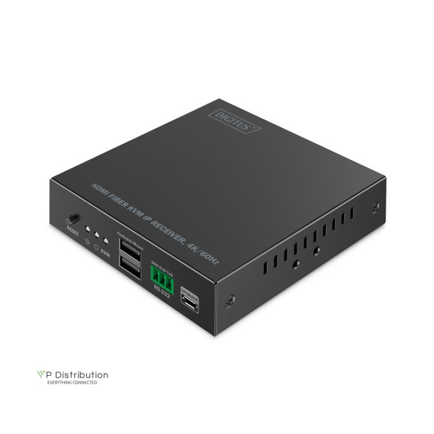 HDMI Fiber Receiver for DS-55348 4K/60Hz, 40 km/300 m, IP 1G, Black