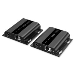 HDMI IP Extender Set, 4K/60Hz 120/200 m, PoE, One-to-Many, CAT, Black