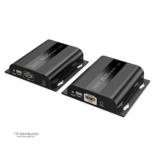 HDMI IP Extender Set, 4K/60Hz 120/200 m, PoE, One-to-Many, CAT, Black