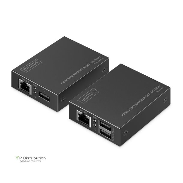 HDMI KVM Extender Set, 4K/30Hz 40/70 m, PoC, CAT, Black