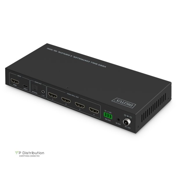 HDMI Video Wall Controller, 4 Displays 4K/30Hz, HDMI, USB-C, Black