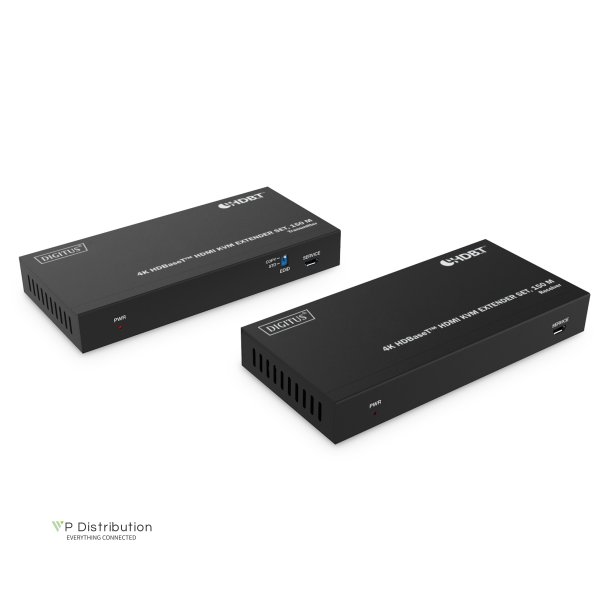 Digitus HDBaseT KVM Extender Set, 150 m 4K/60Hz, USB 1.1, PoC, IR, black