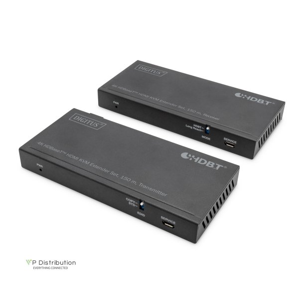 Digitus HDBaseT KVM Extender Set, 150 m 4K/60Hz, USB 2.0, PoC, IR, black