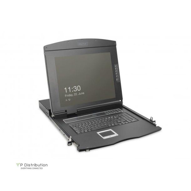 Digitus Modulare Konsole with19 TFT 48,3cm 8Port KVM Touch 8 x HDMI, HD Resolution, IT Keyboard