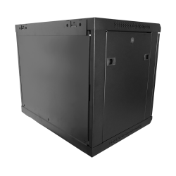 19" Wall Cabinet Flat Pack, W 600mm D 450mm, 9U, Glass Door with Lock, max. capacity 60kg. 