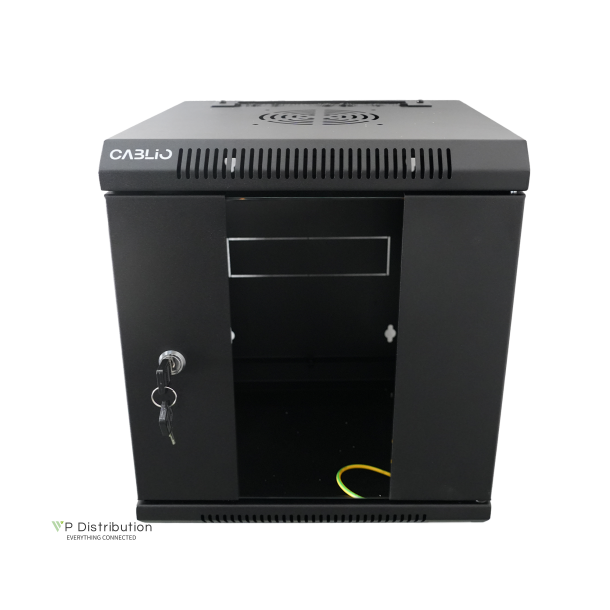 10'' wall cabinet, W 312mm, D 300mm, 6U with lock