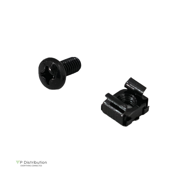M6 installation screw set(cage nut), 50 sets( screw, washer, nut ) Black