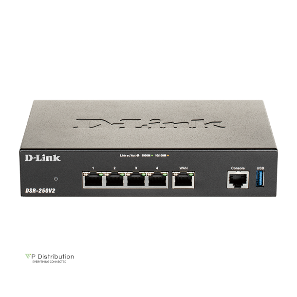 D-LINK DSR-250V2/E VPN Security Router, 3x LAN, 1x WAN, 1x LAN/WAN Port