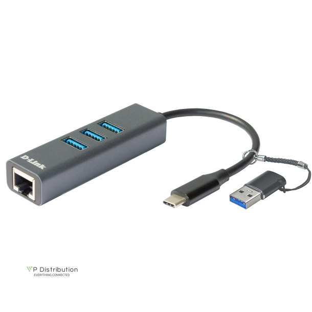 D-Link DUB-2332 USB-C Gigabit Adapter mit 3 USB3.0 Ports