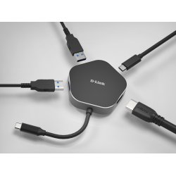 D-Link DUB-M420 USB-C 4-Port USB 3.0 Hub mit HDMI und USB-C Ladeanschluss