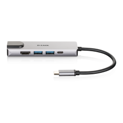 D-Link DUB-M520 USB-C 5-Port USB 3.0 Hub mit HDMI, Ethernet, USB-C Ladeanschluss
