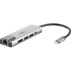 D-Link DUB-M520 USB-C 5-Port USB 3.0 Hub mit HDMI, Ethernet, USB-C Ladeanschluss