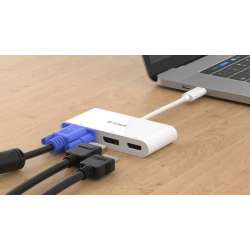 D-Link DUB-V310 USB-C 3-Port Adapter mit HDMI, Displayport, VGA