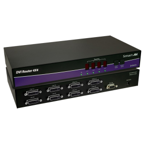 SmartAVI DVI-D, 4-Port, 4x4 Matrix Switch. Includes: [DVR4X4, PS5VD4A]
