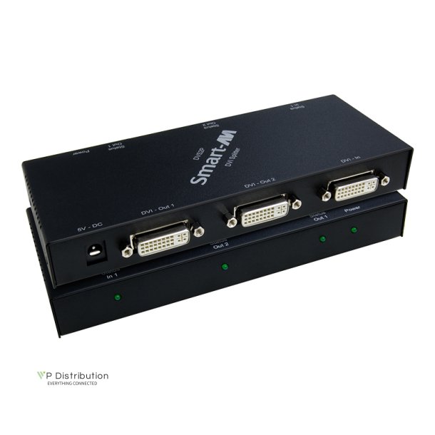 SmartAVI DVI-I (DVI/VGA), 2-Port Splitter, 1920x1200. Includes: [DVS2P, CCDVIMM06, PS5VD2A]