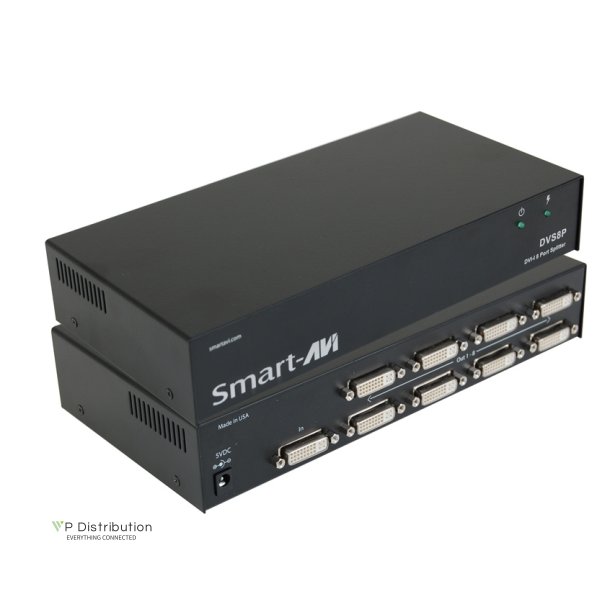 SmartAVI DVI-I (DVI/VGA), 8-Port Splitter, 1920x1200. Includes: [DVS8P, CCDVIMM06, PS5VD4A]