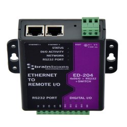 Brainboxes Ethernet to 4 DIO + RS232 + Switch