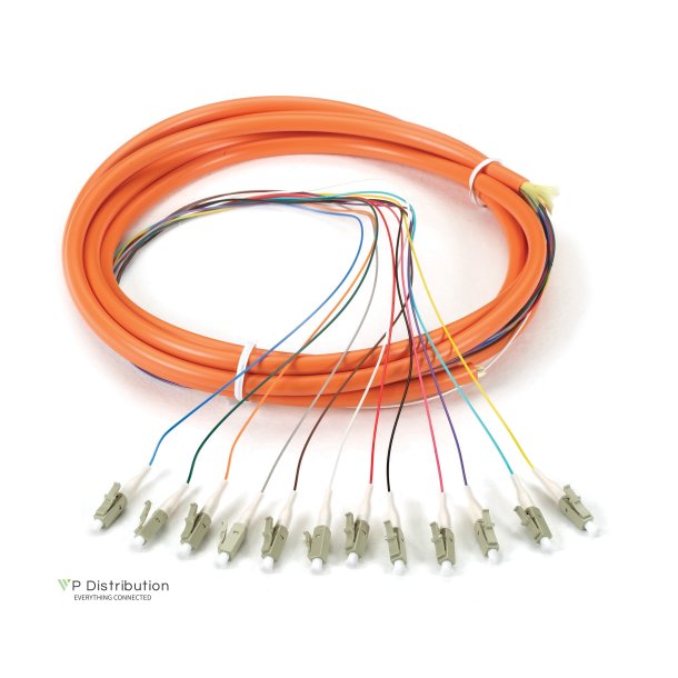 Black Box FO PIGTAIL, 12 STRAND, LC OM1 62.5, ORANGE, 3M