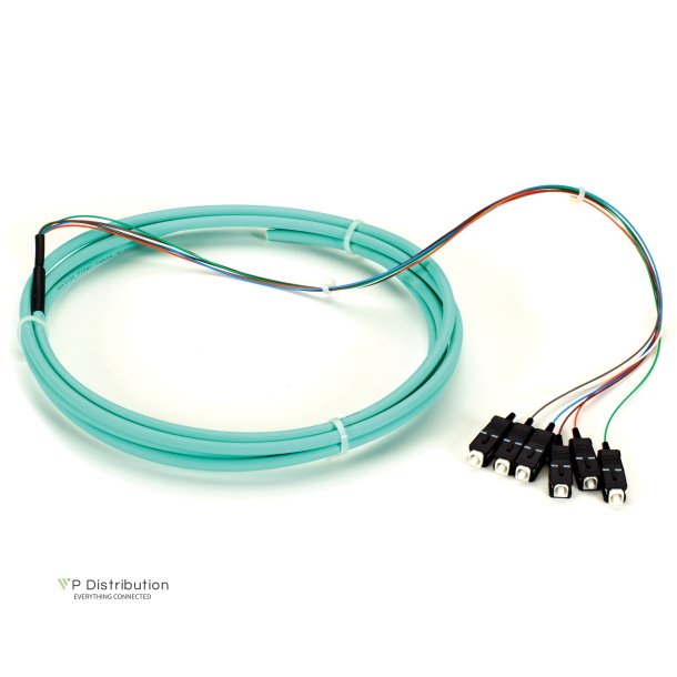 Black Box FO PIGTAIL, 6 STRAND, SC OM3 50, AQUA, 3M