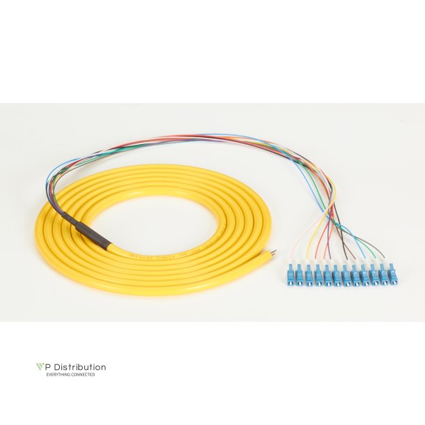 Black Box FO PIGTAIL, 12 STRAND, LC SM , YELLOW, 3M