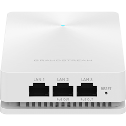 Grandstream Indoor Wi-Fi Access Point, 22:2 2.4G, 44:4 5G, 1x GbE PoE, 2x GbE with PSE, 1x GbE, up to 100m coverage, up to 200 wireless clients, 2.03Gbps aggregate wireless throughput, 30 AP local controller