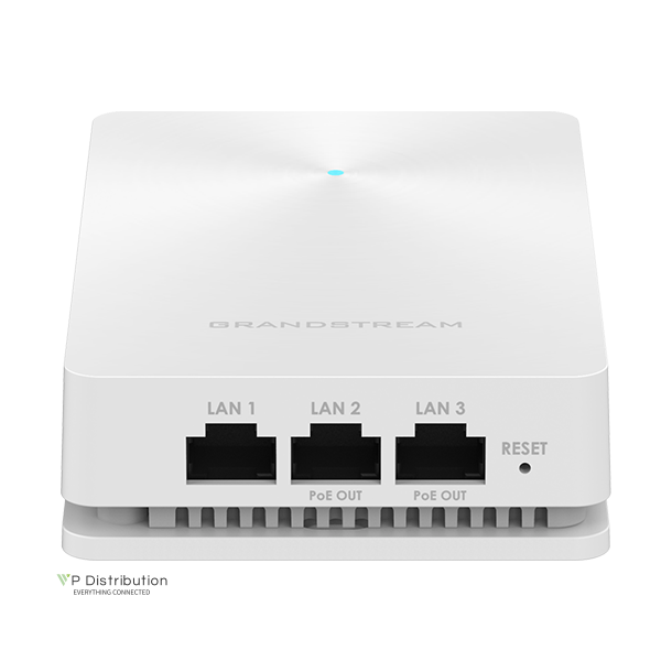 Grandstream Indoor Wi-Fi Access Point, 22:2 2.4G, 44:4 5G, 1x GbE PoE, 2x GbE with PSE, 1x GbE, up to 100m coverage, up to 200 wireless clients, 2.03Gbps aggregate wireless throughput, 30 AP local controller