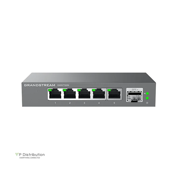 Grandstream Unmanaged 2.5G Multi-Gigabit Network Switch, 5x 2,5GbE RJ45, 1x SFP+, metal case, 12V/1A PSU