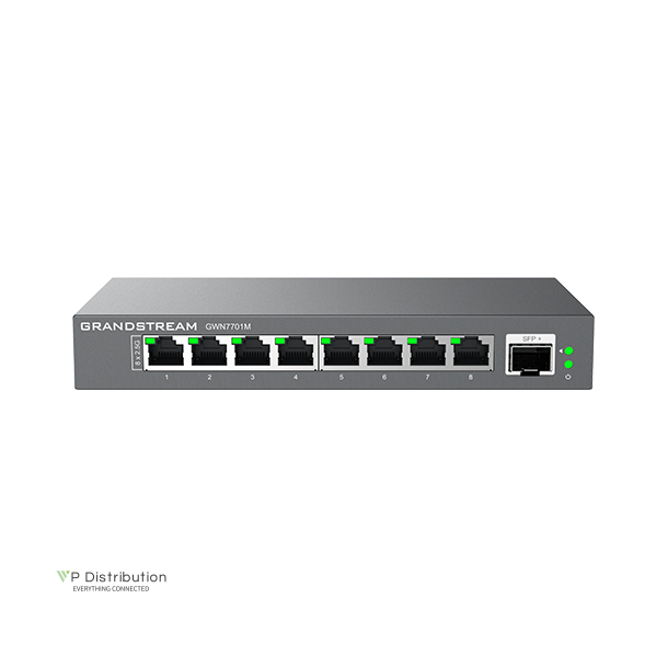 Grandstream Unmanaged 2.5G Multi-Gigabit Network Switch, 8x 2,5GbE RJ45, 1x SFP+, metal case, 12V/1A PSU