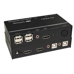 SmartAVI HDMI, 2-Port, KVM Switch with USB 2.0 and Stereo Audio support. Includes: [HKM-02, PS5VD2A]