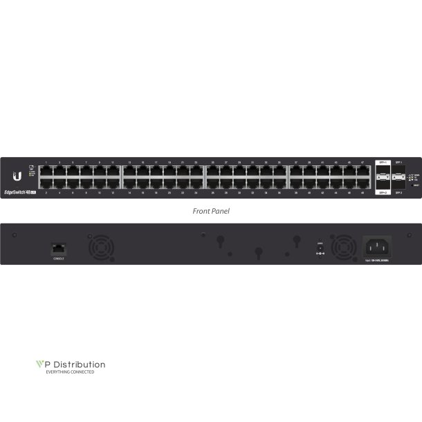 Ubiquiti EdgeSwitch 48 / Lite / 48 Gigabit RJ45 Ports / 2 SFP+ Ports / 2 SFP Ports / 1 Serial Port / ES-48-Lite