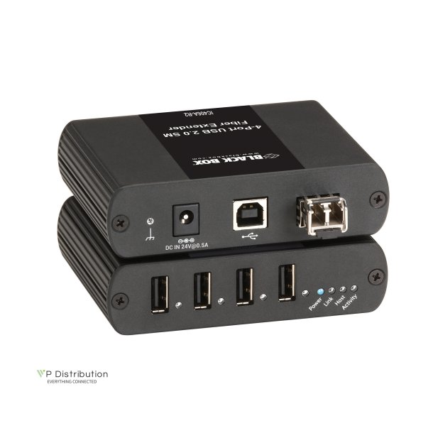 Black Box 4 Port Usb 2.0 Sm Fiber Extender