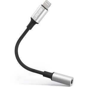 InLine Lightning Audio Adapter Cable, for iPad, iPhone, iPod, silver/black, 0.1m MFi-Certified