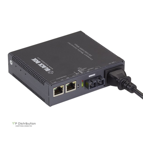 Black Box Gigabit Media Converter, 3 Ports, Internal Power, Mm Sc