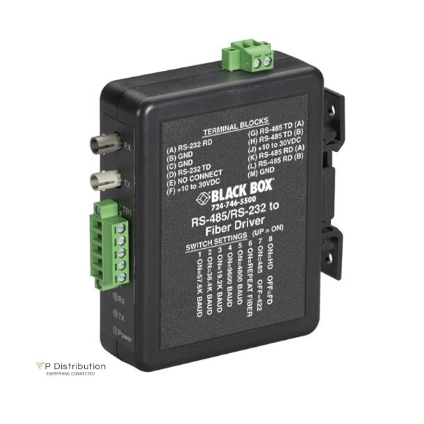 Black Box INDUSTRIAL DIN RAIL MOUNT RS232/RS422/485 TO FIBER