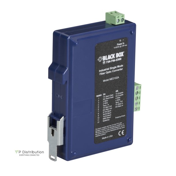 Black Box INDUSTRIAL DIN RAIL MOUNT RS232/RS422/RS485- FIBER