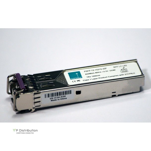 PeakOptical OC12-SFP-IR1 Compliable, 1310nm FP, SM, 20km,13dB,622Mb/s SFP with DDMI 