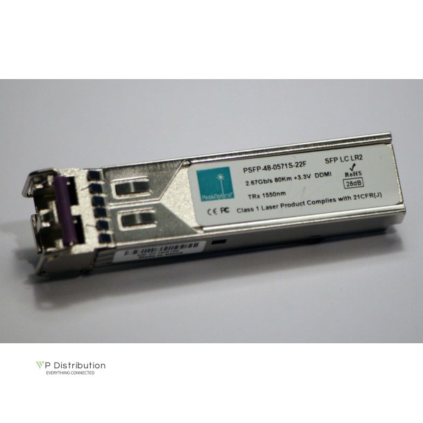 PeakOptical SFP-OC48-LR2 Compliable,1550nm, 80km, 28dB, 2.67Gb/s SFP with DDMI, Ext. temp. 