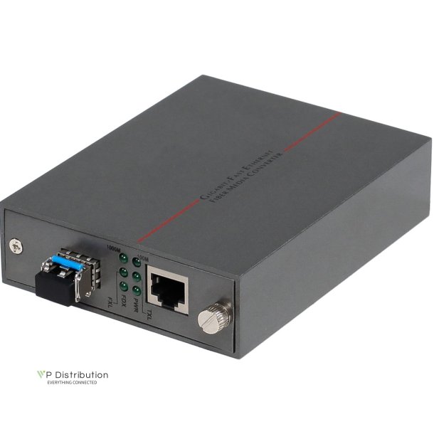 PeakOptical Media Converter with 1 SFP Port 100/1000Mb/s, Ext. PSU, Auto-Sensing 155Mbps-1.25Gbps SFP support