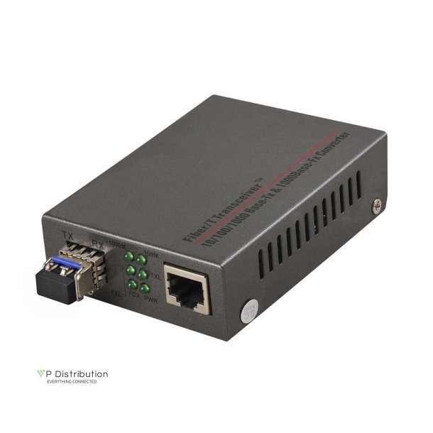 PeakOptical Media Converter with 1 SFP Port 10/100/1000Mb/s, Ext. PSU, Auto-Sensing 